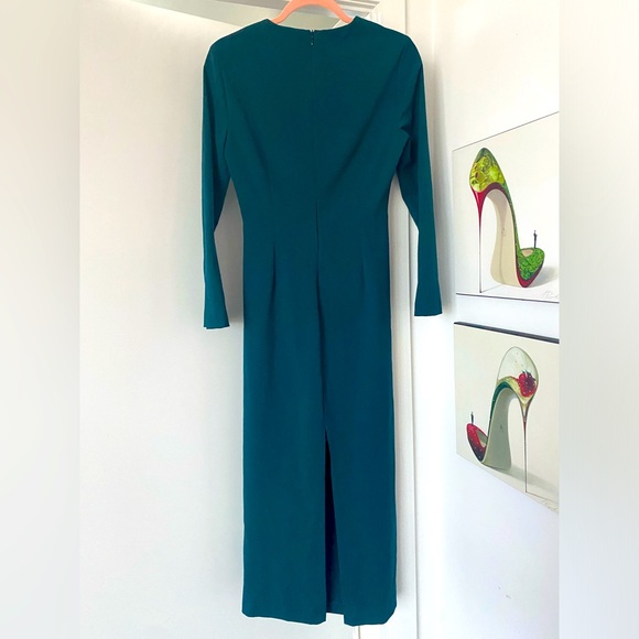 Zara Draped Midi Dress w Back Slit in Deep Turquoise - Picture 4 of 9